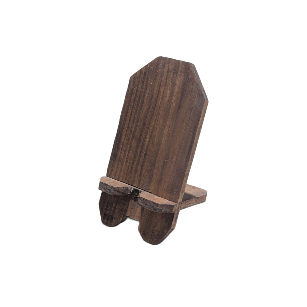 Handmade Yellow Pine Wood Mobile Stand – Modern Angled Design