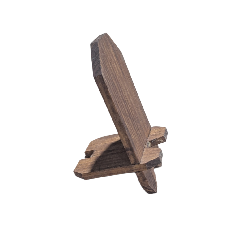 Handmade Yellow Pine Wood Mobile Stand – Modern Angled Design