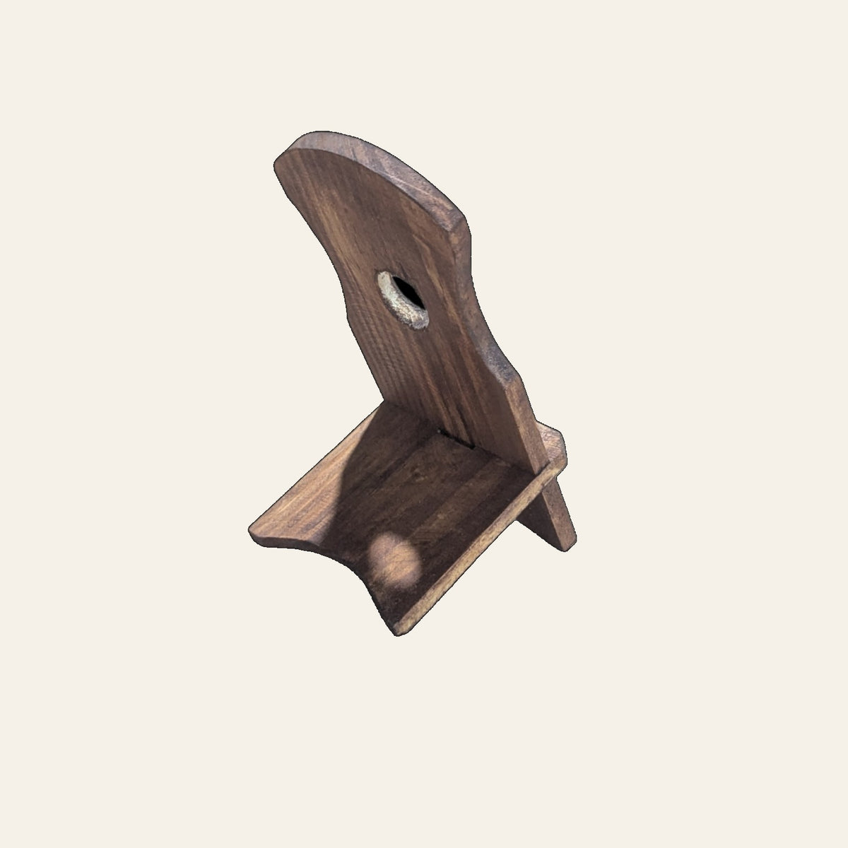 Handmade Yellow Pine Wood Mobile Stand – Curved Design