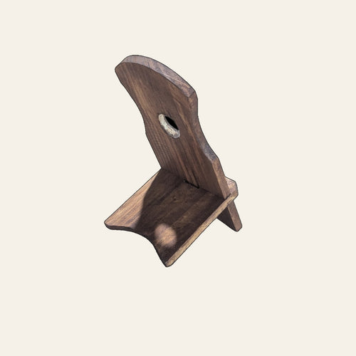 Handmade Yellow Pine Wood Mobile Stand – Curved Design
