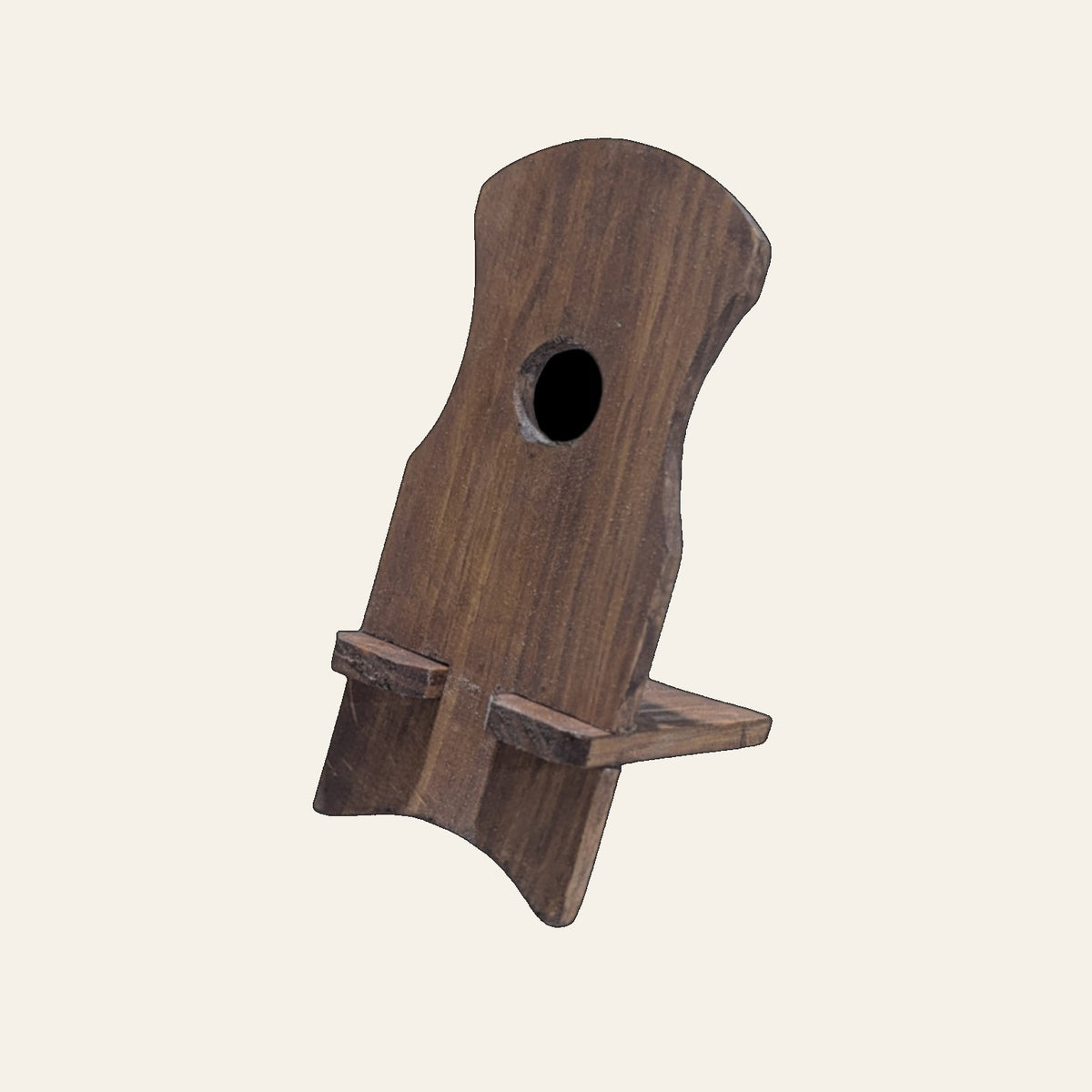 Handmade Yellow Pine Wood Mobile Stand – Curved Design